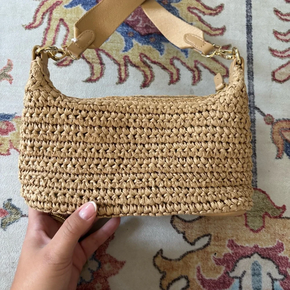 MANGO Woven Raffia Mini Crossbody Shoulder Bag Summer Trendy - Picture 7 of 11